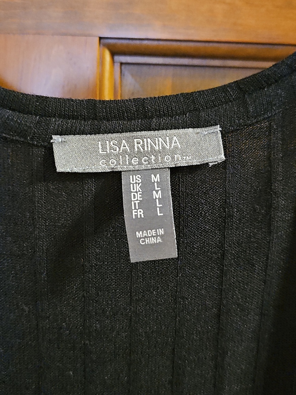 Lisa Rinna Collection Black Ribbed Open Cardigan - Picture 2 of 3